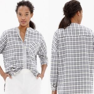 Madewell Collarless Plaid Messenger Shirt Size S
